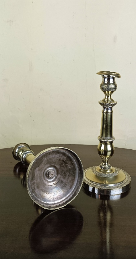 Pair of Antique  French brass candlesticks circa 1860